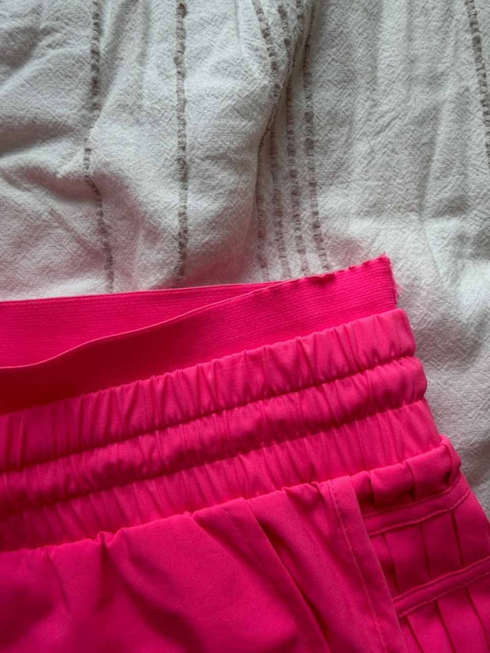 Women's Hot Pink Athletic Shorts with Side Pleats - Picture 3 of 4